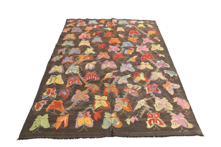 Detail image of 5' 4 x 7' 10 Hand Woven Kilim Suzani Wool Rug