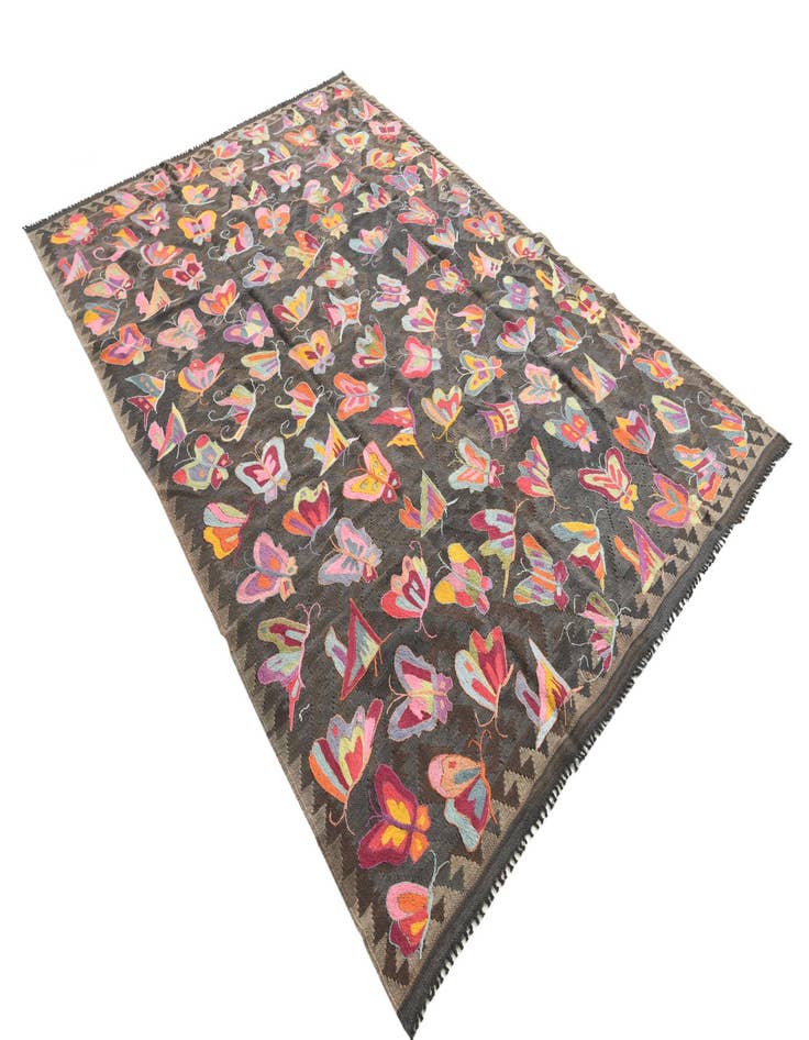 Detail image of 6' 8 x 9' 8  Hand Woven Kilim Suzani Wool Rug