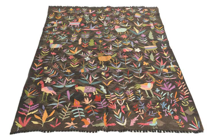 4' 7 x 6' 4 Hand Woven Kilim Suzani Wool Rug