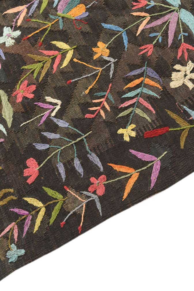 4' 7 x 6' 4 Hand Woven Kilim Suzani Wool Rug