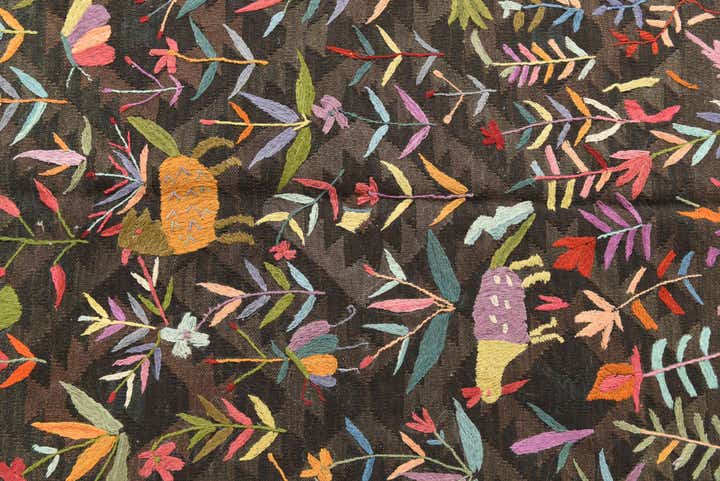 4' 7 x 6' 4 Hand Woven Kilim Suzani Wool Rug