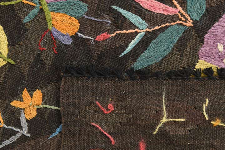 4' 7 x 6' 4 Hand Woven Kilim Suzani Wool Rug
