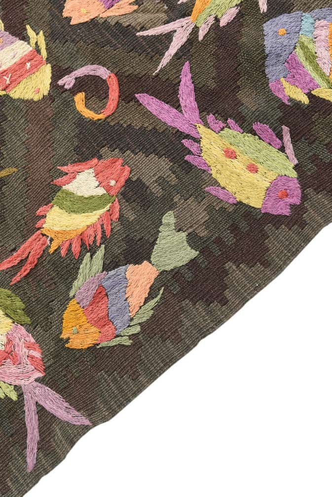 4' 10 x 6' 2 Hand Woven Kilim Suzani Wool Rug