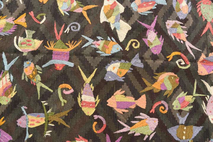 4' 10 x 6' 2 Hand Woven Kilim Suzani Wool Rug