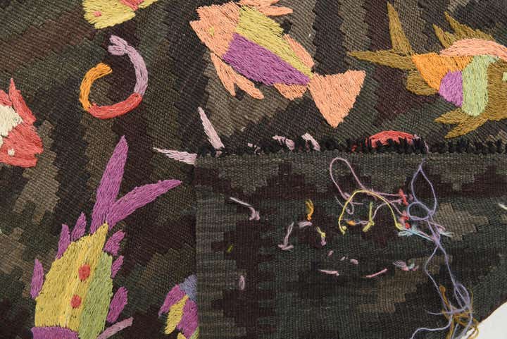 4' 10 x 6' 2 Hand Woven Kilim Suzani Wool Rug
