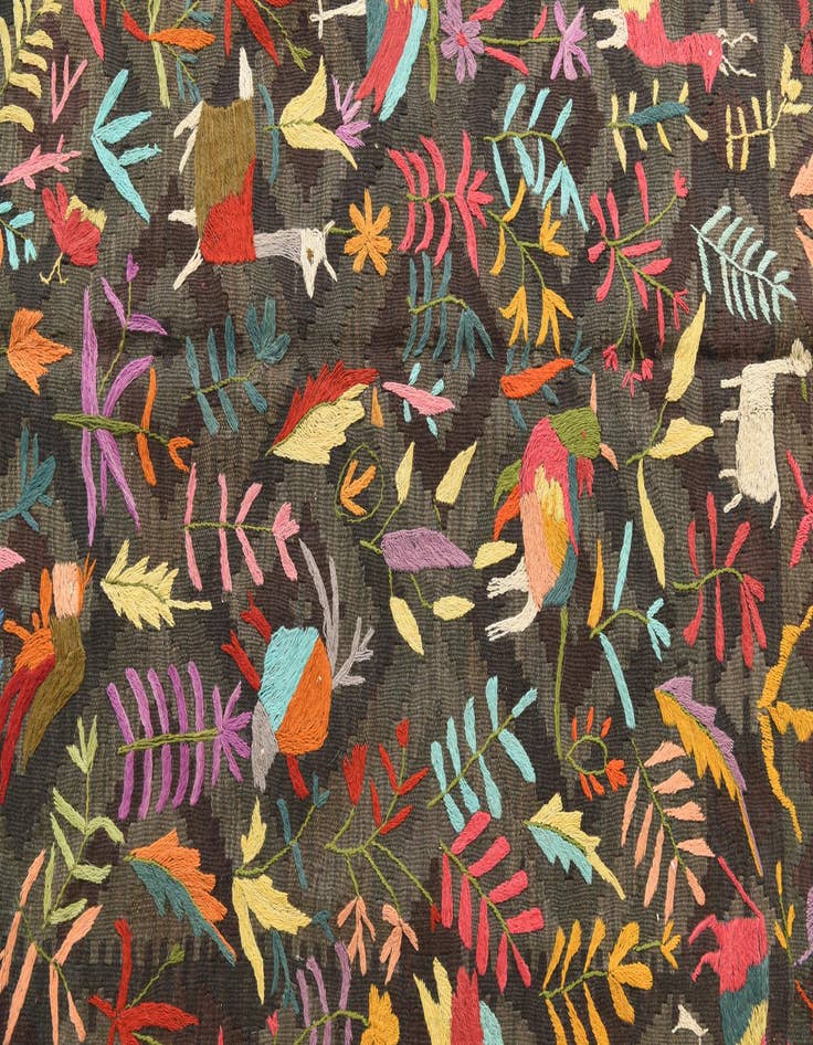 Detail image of 4' 9 x 6' 6  Hand Woven Kilim Suzani Wool Rug