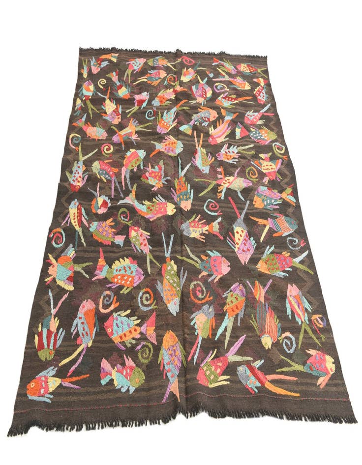 Detail image of 4' 9 x 6' 2  Hand Woven Kilim Suzani Wool Rug