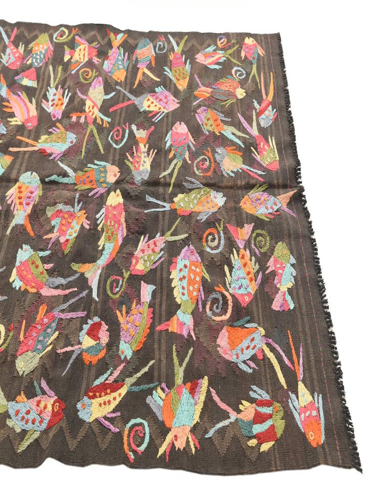 Detail image of 4' 9 x 6' 2  Hand Woven Kilim Suzani Wool Rug