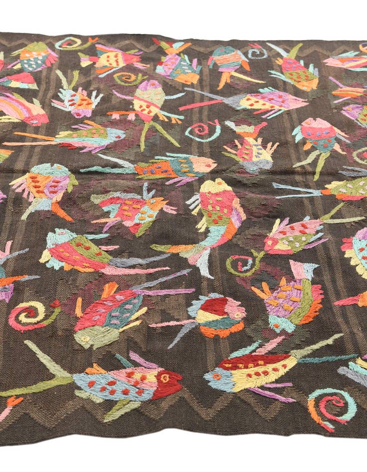 Detail image of 4' 9 x 6' 2  Hand Woven Kilim Suzani Wool Rug