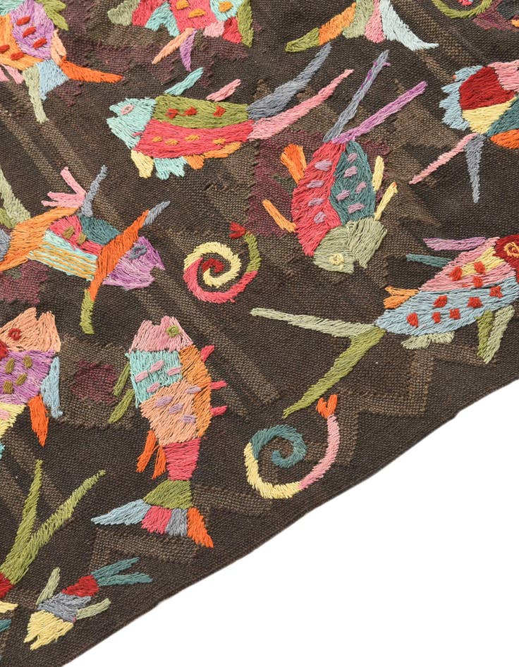 Detail image of 4' 9 x 6' 2  Hand Woven Kilim Suzani Wool Rug