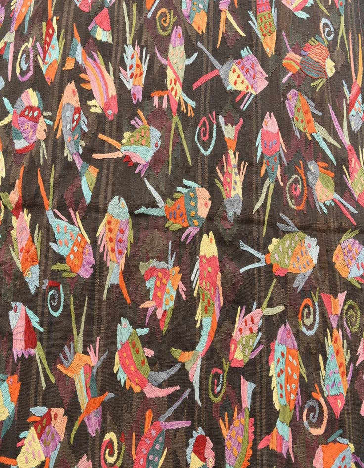 Detail image of 4' 9 x 6' 2  Hand Woven Kilim Suzani Wool Rug