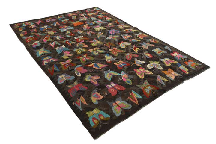 6' 5 x 9' 5 Hand Woven Kilim Suzani Wool Rug