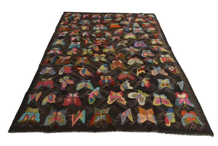 6' 5 x 9' 5 Hand Woven Kilim Suzani Wool Rug