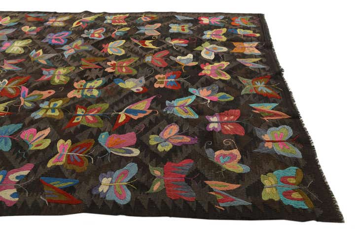 6' 5 x 9' 5 Hand Woven Kilim Suzani Wool Rug