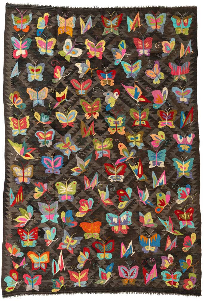 6' 5 x 9' 5 Hand Woven Kilim Suzani Wool Rug