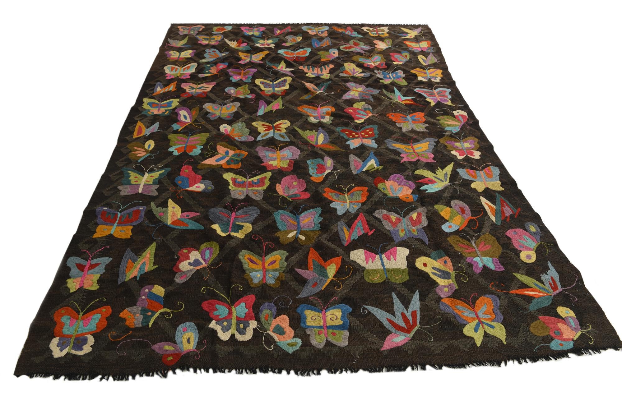 6' 4 x 9' 6 Hand Woven Kilim Suzani Wool Rug