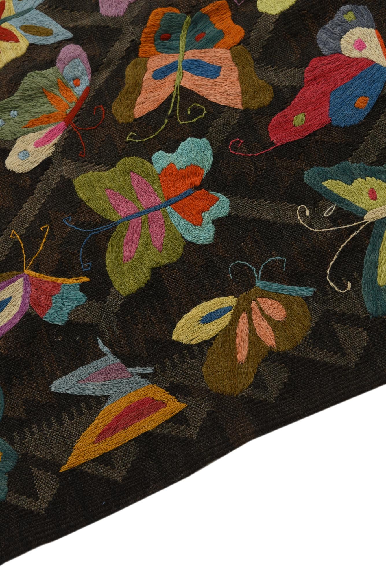 6' 4 x 9' 6 Hand Woven Kilim Suzani Wool Rug