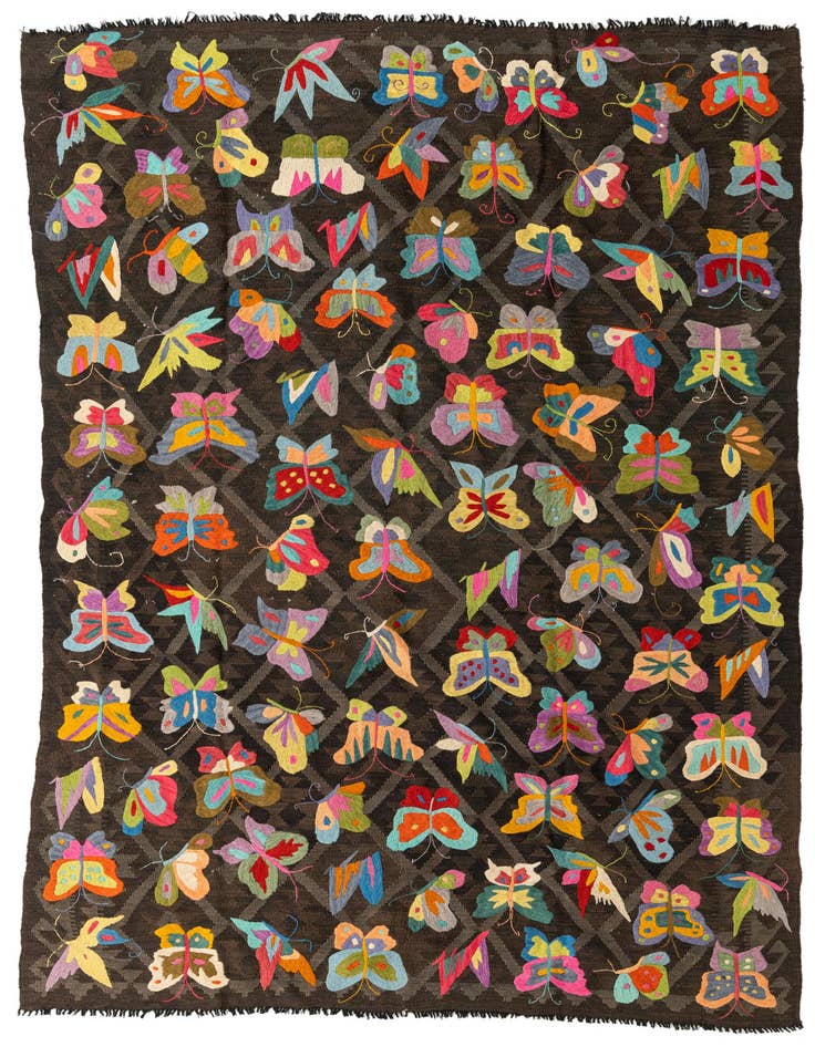 Detail image of 6' 4 x 9' 6 Hand Woven Kilim Suzani Wool Rug