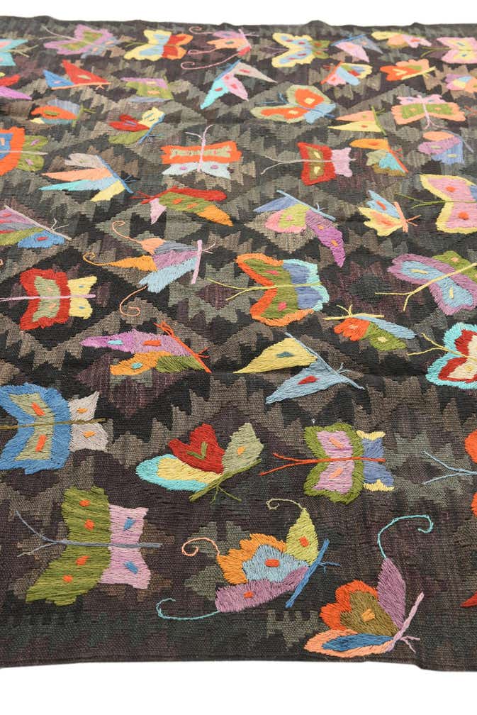 6' 3 x 9' 9 Hand Woven Kilim Suzani Wool Rug