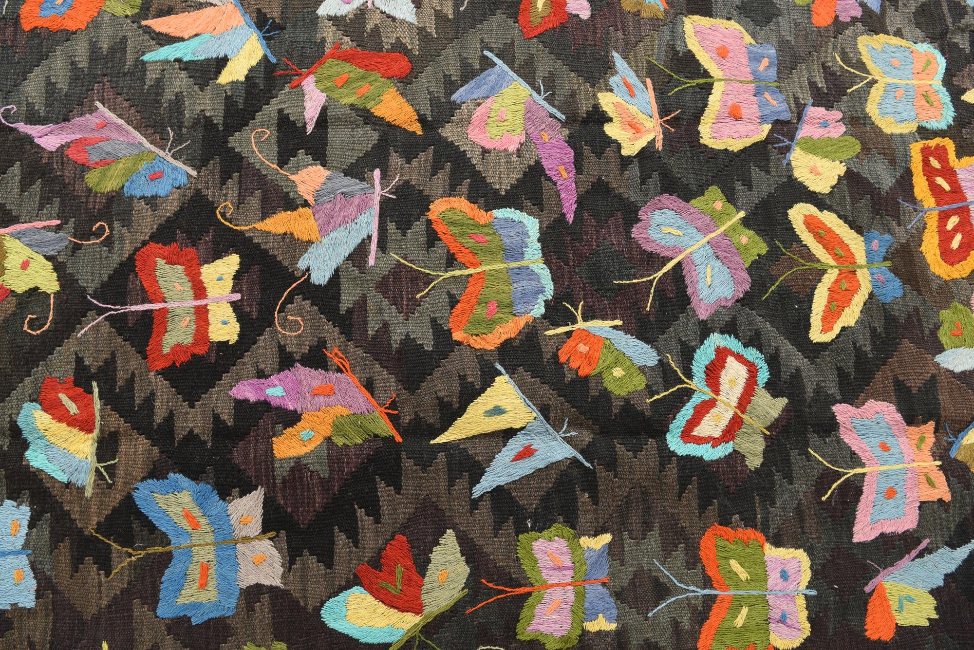 6' 3 x 9' 9 Hand Woven Kilim Suzani Wool Rug