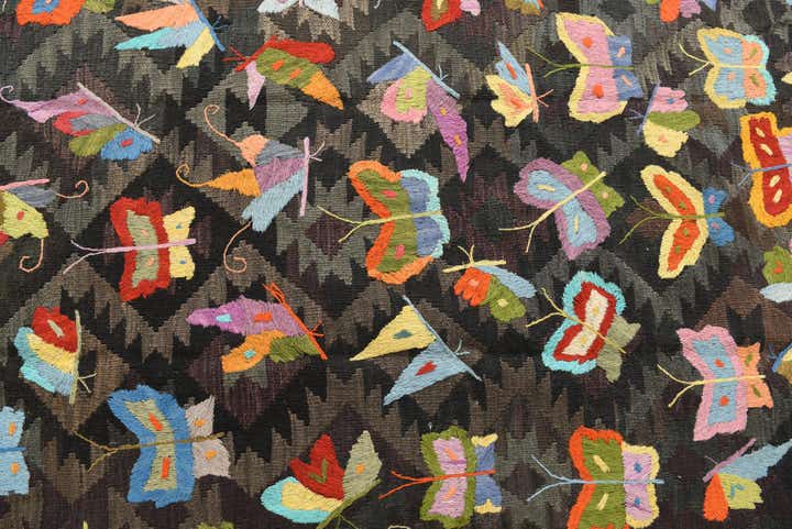 6' 3 x 9' 9 Hand Woven Kilim Suzani Wool Rug