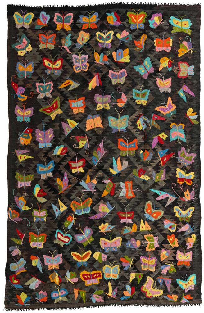 6' 3 x 9' 9 Hand Woven Kilim Suzani Wool Rug