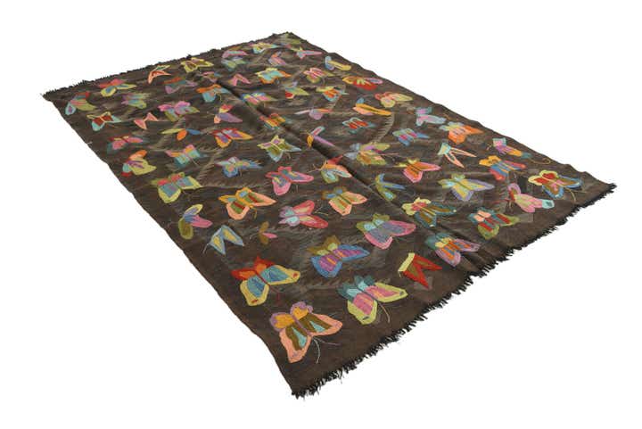 5' 5 x 7' 9 Hand Woven Kilim Suzani Wool Rug