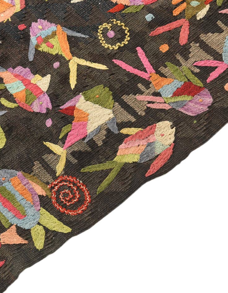 Detail image of 4' 8 x 5' 10  Hand Woven Kilim Suzani Wool Rug