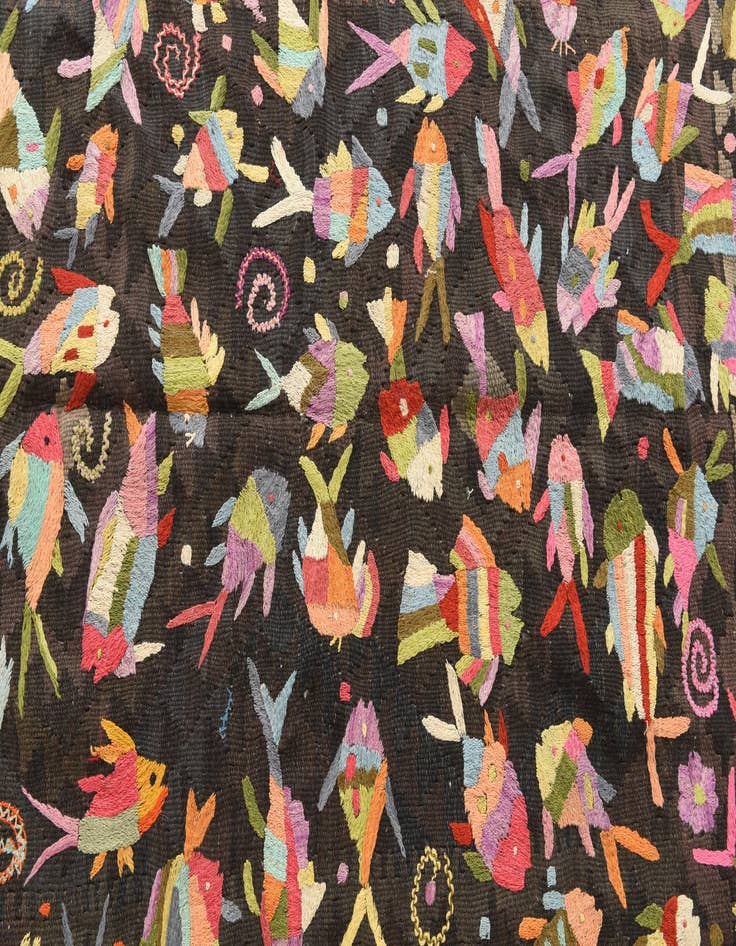 Detail image of 4' 8 x 5' 10  Hand Woven Kilim Suzani Wool Rug