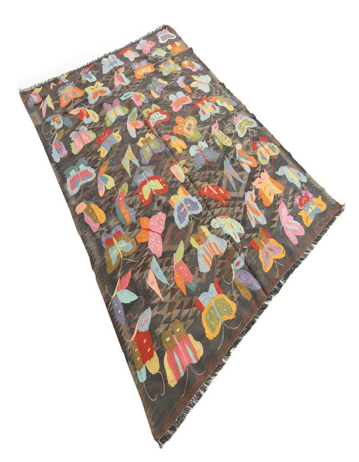 Detail image of 5' 8 x 7' 7  Hand Woven Kilim Suzani Wool Rug