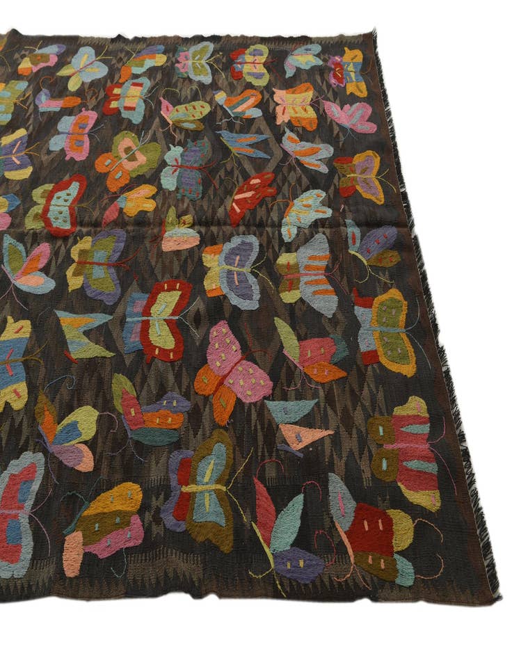 Detail image of 5' 8 x 7' 7  Hand Woven Kilim Suzani Wool Rug