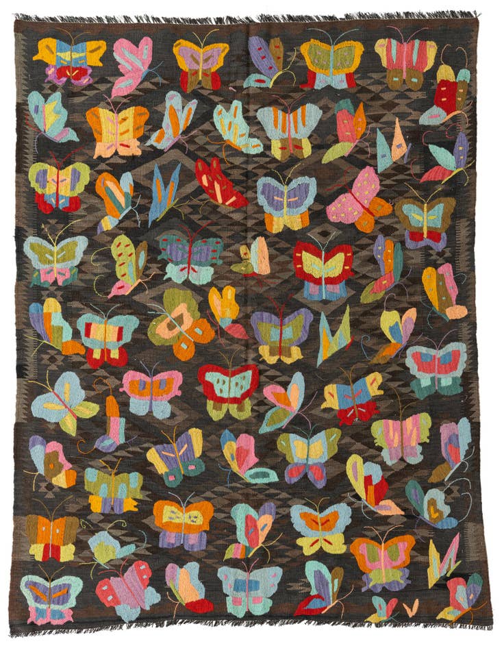 Detail image of 5' 8 x 7' 7 Hand Woven Kilim Suzani Wool Rug
