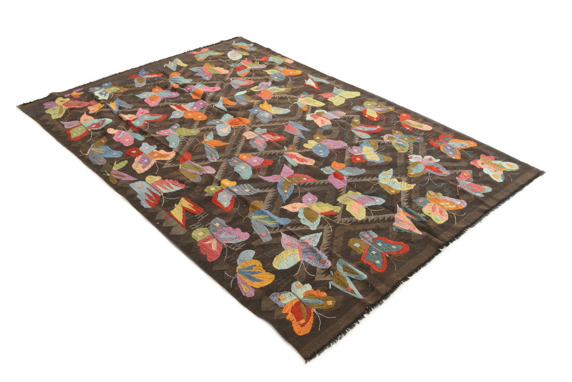 5' 5 x 7' 8 Hand Woven Kilim Suzani Wool Rug