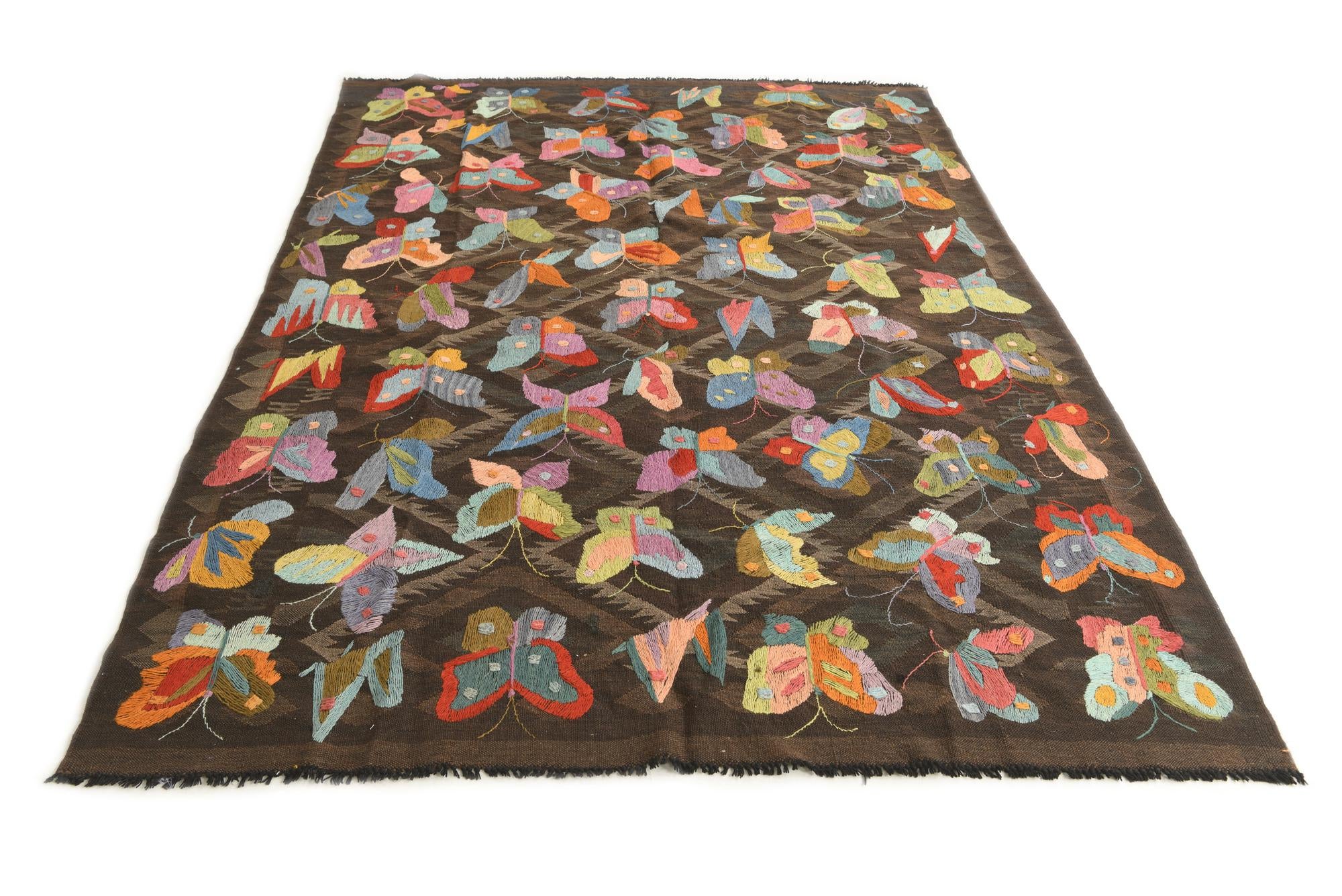 5' 5 x 7' 8 Hand Woven Kilim Suzani Wool Rug