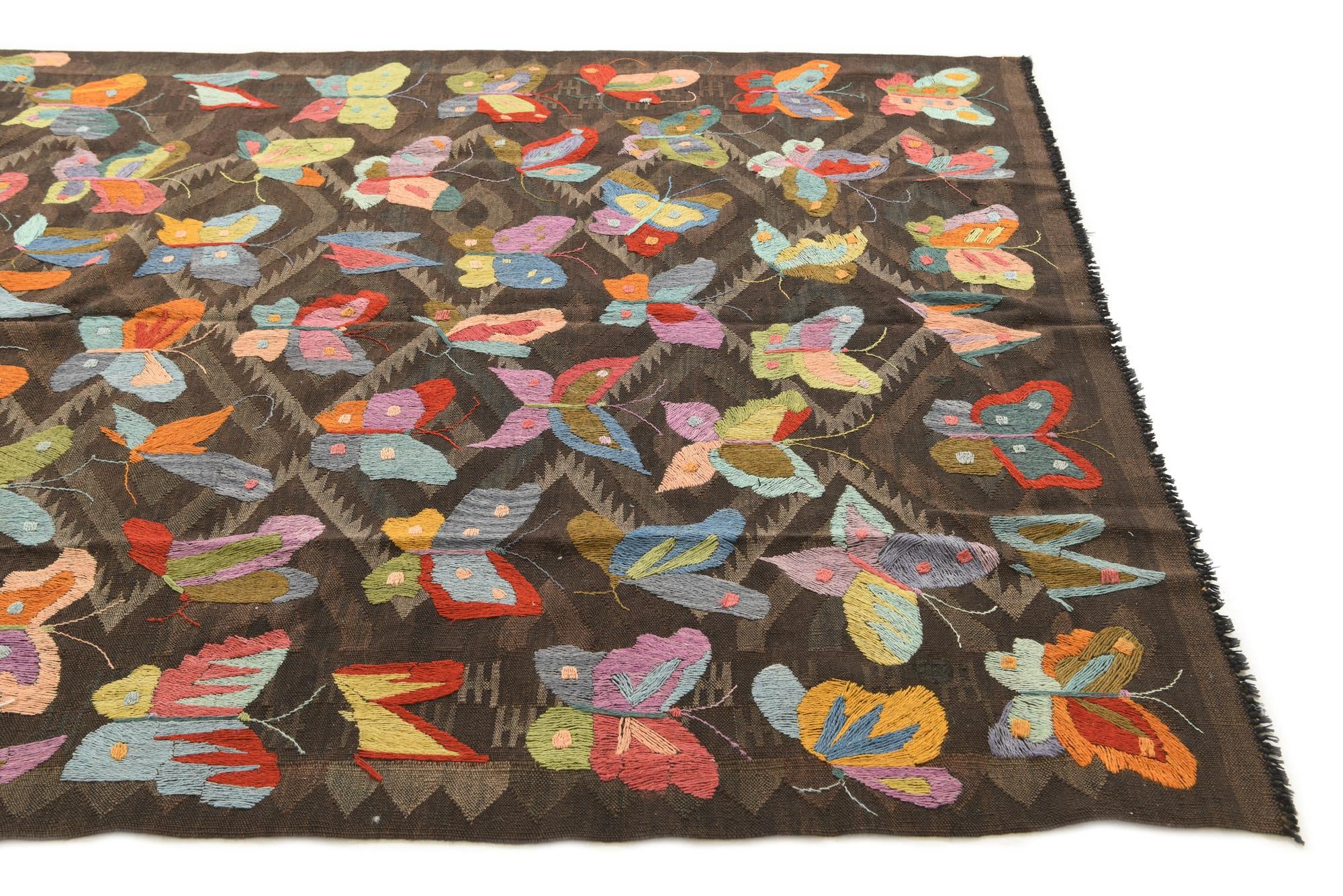5' 5 x 7' 8 Hand Woven Kilim Suzani Wool Rug