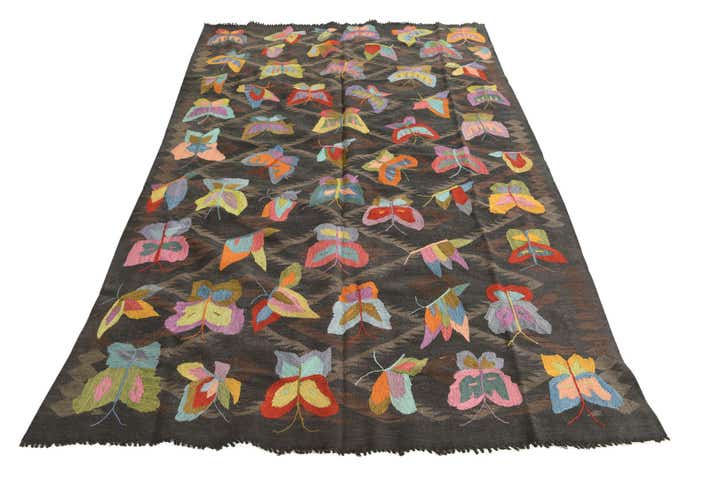 5' 1 x 7' 9 Hand Woven Kilim Suzani Wool Rug