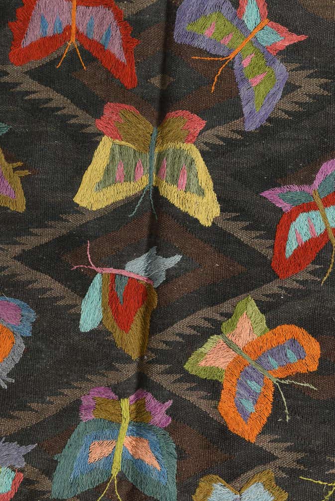 5' 1 x 7' 9 Hand Woven Kilim Suzani Wool Rug