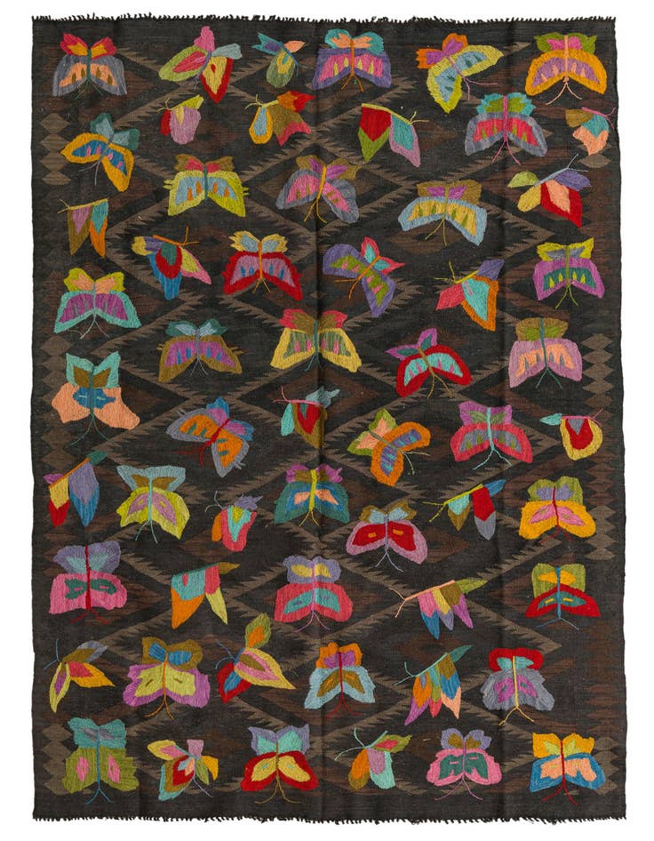 Detail image of 5' 1 x 7' 9 Hand Woven Kilim Suzani Wool Rug