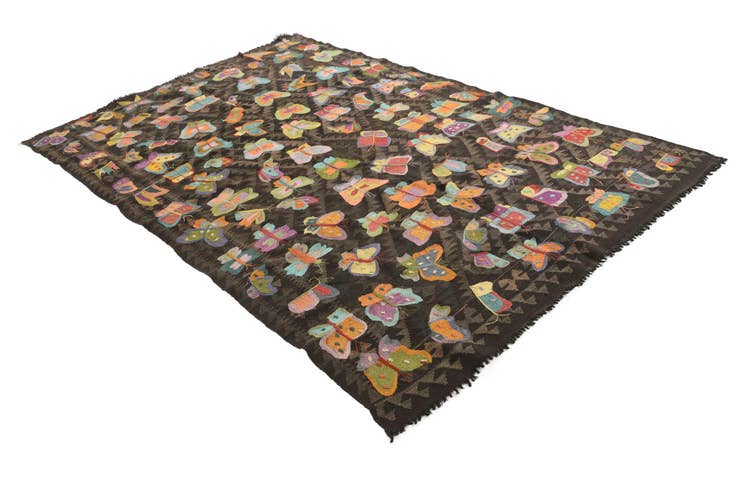 Detail image of 6' 1 x 9' 8 Hand Woven Kilim Suzani Wool Rug