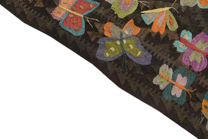 6' 1 x 9' 8 Hand Woven Kilim Suzani Wool Rug