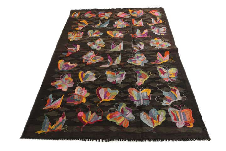 4' 8 x 6' 8 Hand Woven Kilim Suzani Wool Rug