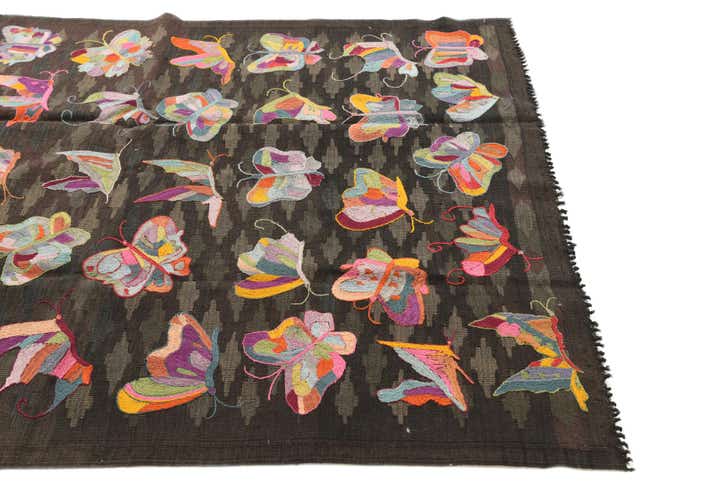 4' 8 x 6' 8 Hand Woven Kilim Suzani Wool Rug