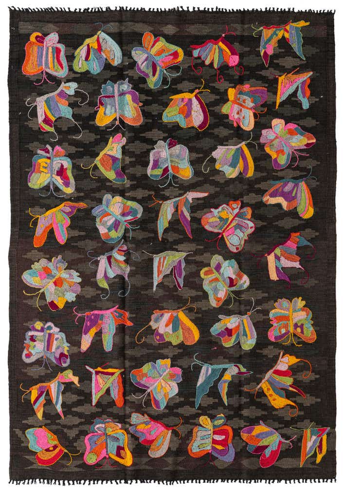 4' 8 x 6' 8 Hand Woven Kilim Suzani Wool Rug