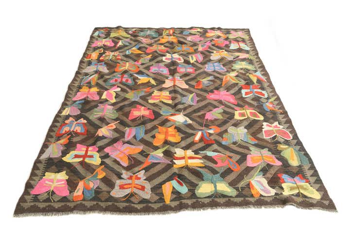 5' 4 x 7' 10 Hand Woven Kilim Suzani Wool Rug
