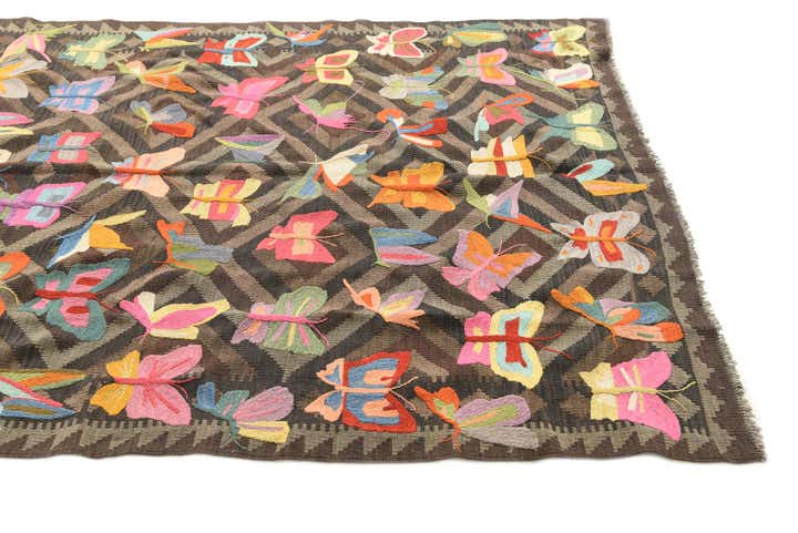 5' 4 x 7' 10 Hand Woven Kilim Suzani Wool Rug