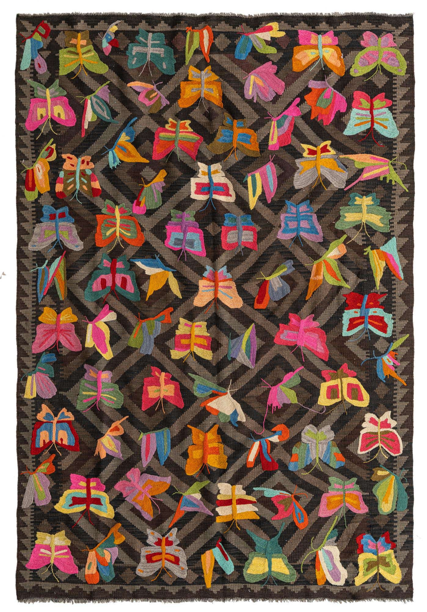 5' 4 x 7' 10 Hand Woven Kilim Suzani Wool Rug