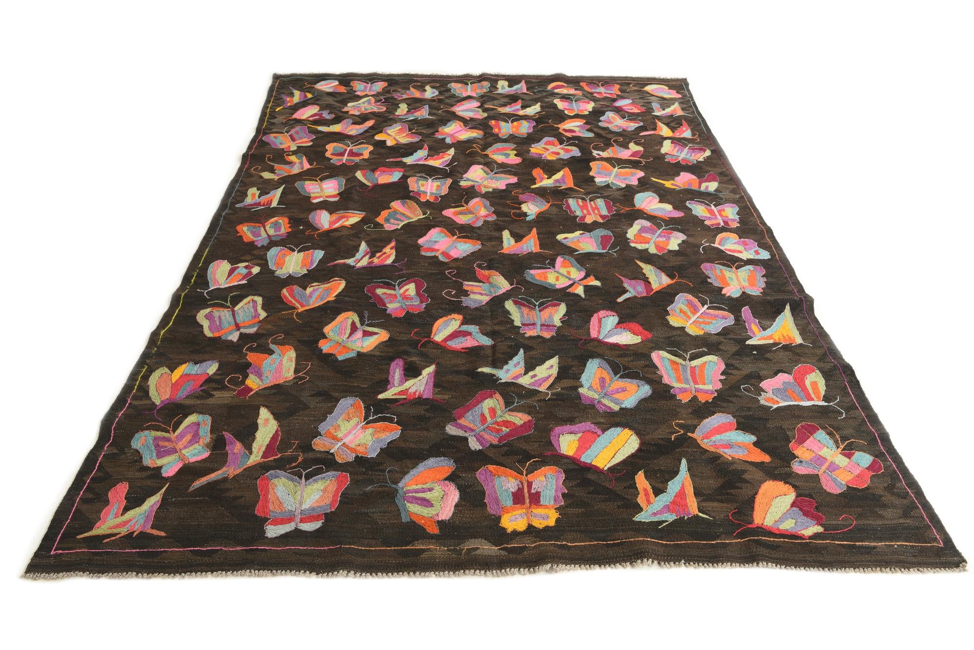 6' 8 x 9' 6 Hand Woven Kilim Suzani Wool Rug
