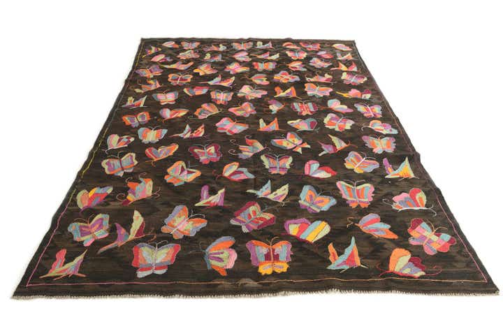 6' 8 x 9' 6 Hand Woven Kilim Suzani Wool Rug