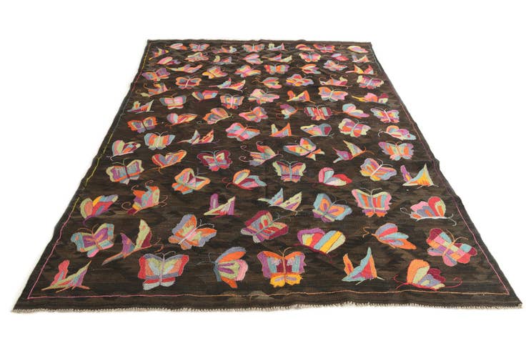 Detail image of 6' 8 x 9' 6 Hand Woven Kilim Suzani Wool Rug