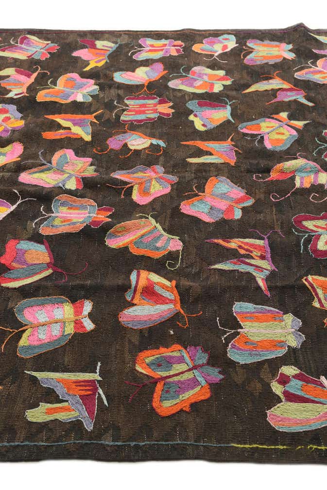 6' 8 x 9' 6 Hand Woven Kilim Suzani Wool Rug